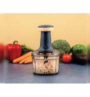 Hand Push Chopper Vegetable Processor - Stainless Steel Blades 400ml Bowl, Manual Press Quick Chop Onion Garlic Herbs Fruits, No Power Portable Kitchen Gadget Easy Clean BPA Free UAE Cooking Pro 